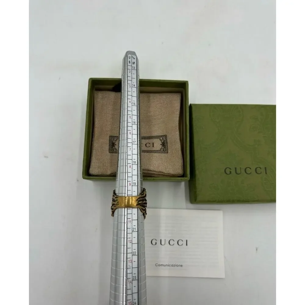 Men's Gucci iconic, Lionhead ring in aged gold tone metal size 11 made in Italy